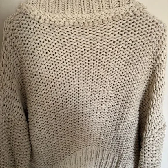 Free People Chunky Knit Cream My Only Sunshine Pullover Mockneck Sweater Preppy - Picture 12 of 16